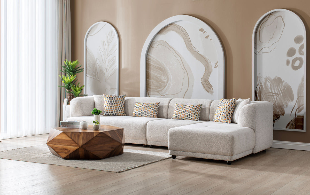 main view of Jenna Ivory 3-Piece Raf Sectional sectional sofa