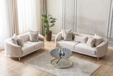 Side view of Linda Ivory Velvet Sofa 91"