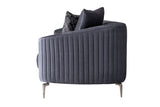 Detailed side view of sofa armrest