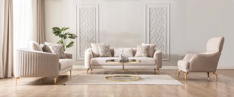 Front view of Linda Ivory Velvet Sofa 91"