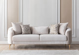 Close-up of Linda Ivory Velvet Sofa velvet fabric detail