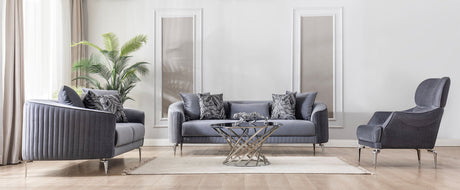 Linda Gray Velvet Sofa and Loveseat set main view