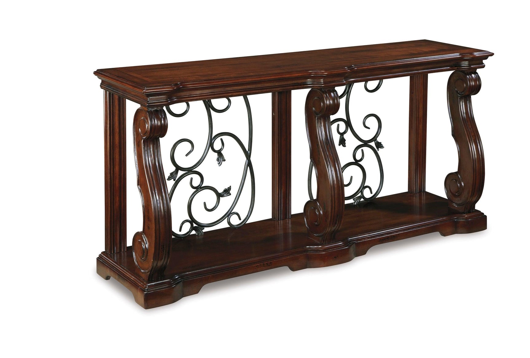 Rustic Brown Solid Wood Storage Coffee Table front view