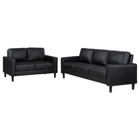 side view of Ruth 2-Piece Upholstered Track Arm Sofa Set Black