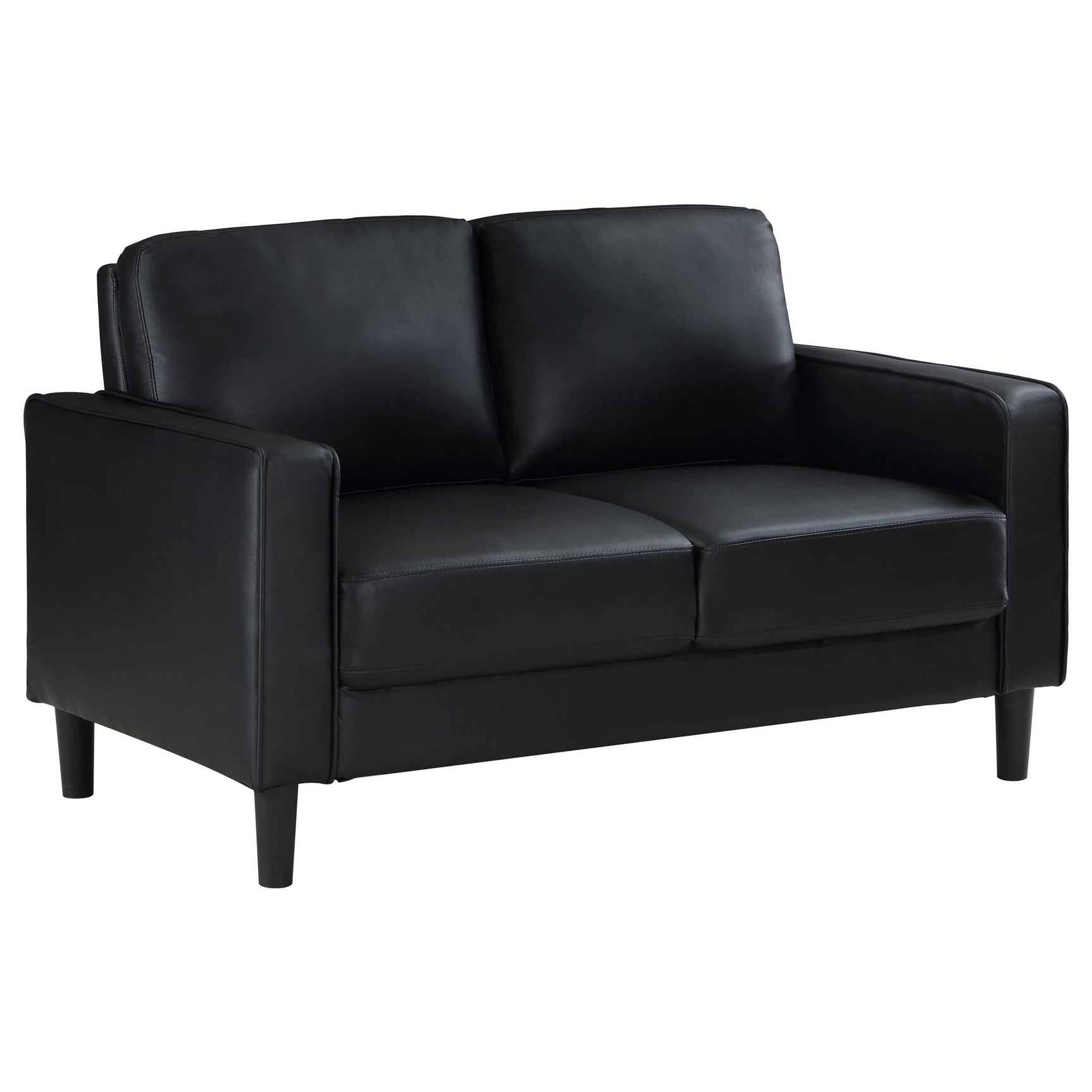 main front view of Ruth 2-Piece Upholstered Track Arm Sofa Set Black