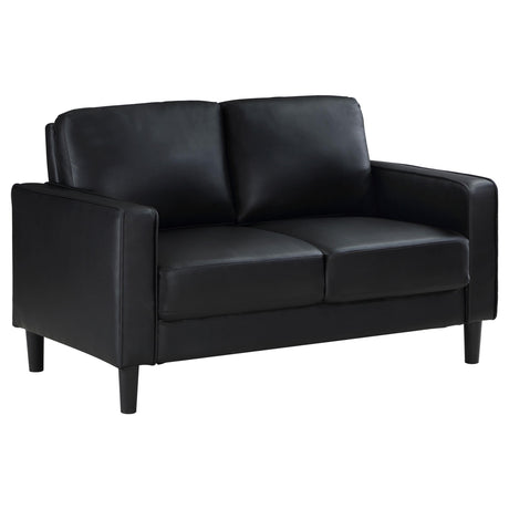 main front view of Ruth 2-Piece Upholstered Track Arm Sofa Set Black