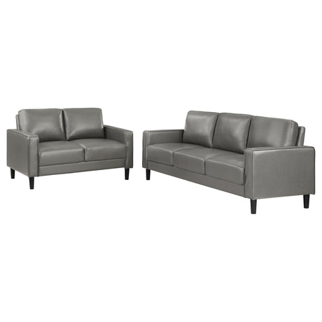 Ruth 2-Piece Upholstered Track Arm Sofa Set Grey side view