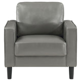 Close detail of Ruth Sofa track arm and upholstery
