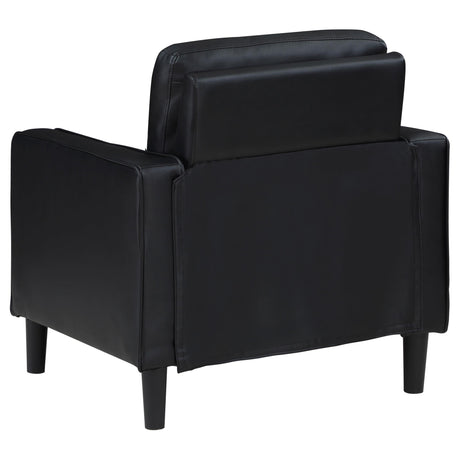 Front full view of Ruth sofa set in black