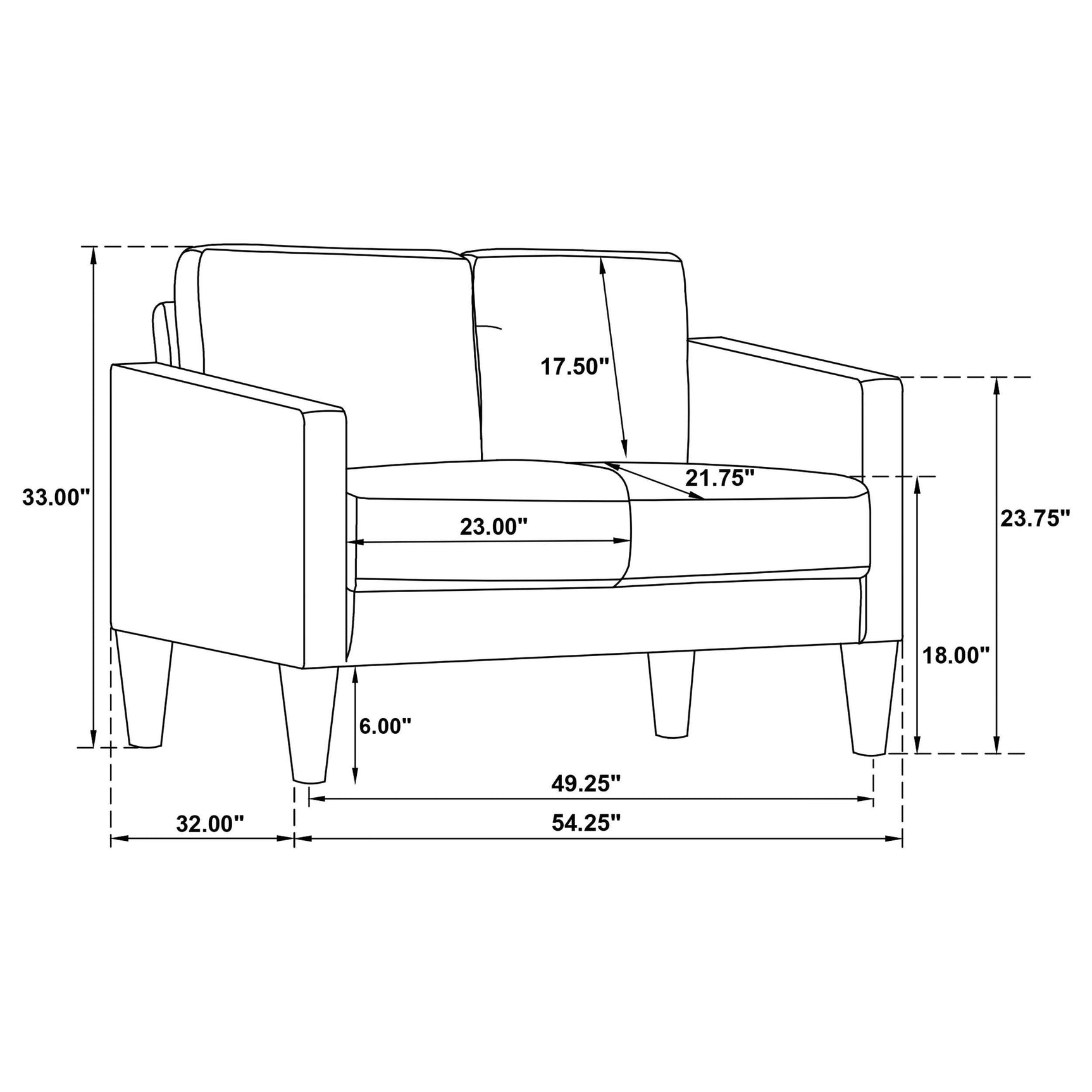 Ruth 3-Piece Upholstered Track Arm Sofa Set grey, side view