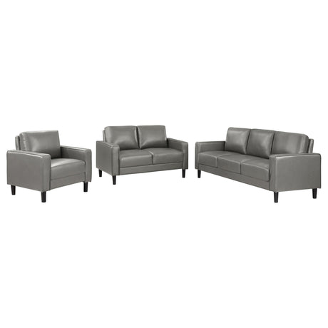 Ruth 3-Piece Upholstered Track Arm Sofa Set grey, side view
