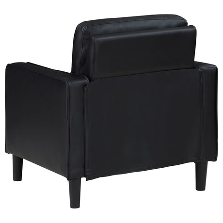 Chair with plastic feet on floor