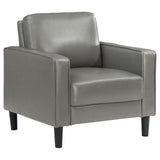 Grey Upholstered Track Arm Accent Chair front angle