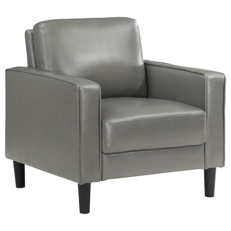 Grey Upholstered Track Arm Accent Chair front angle