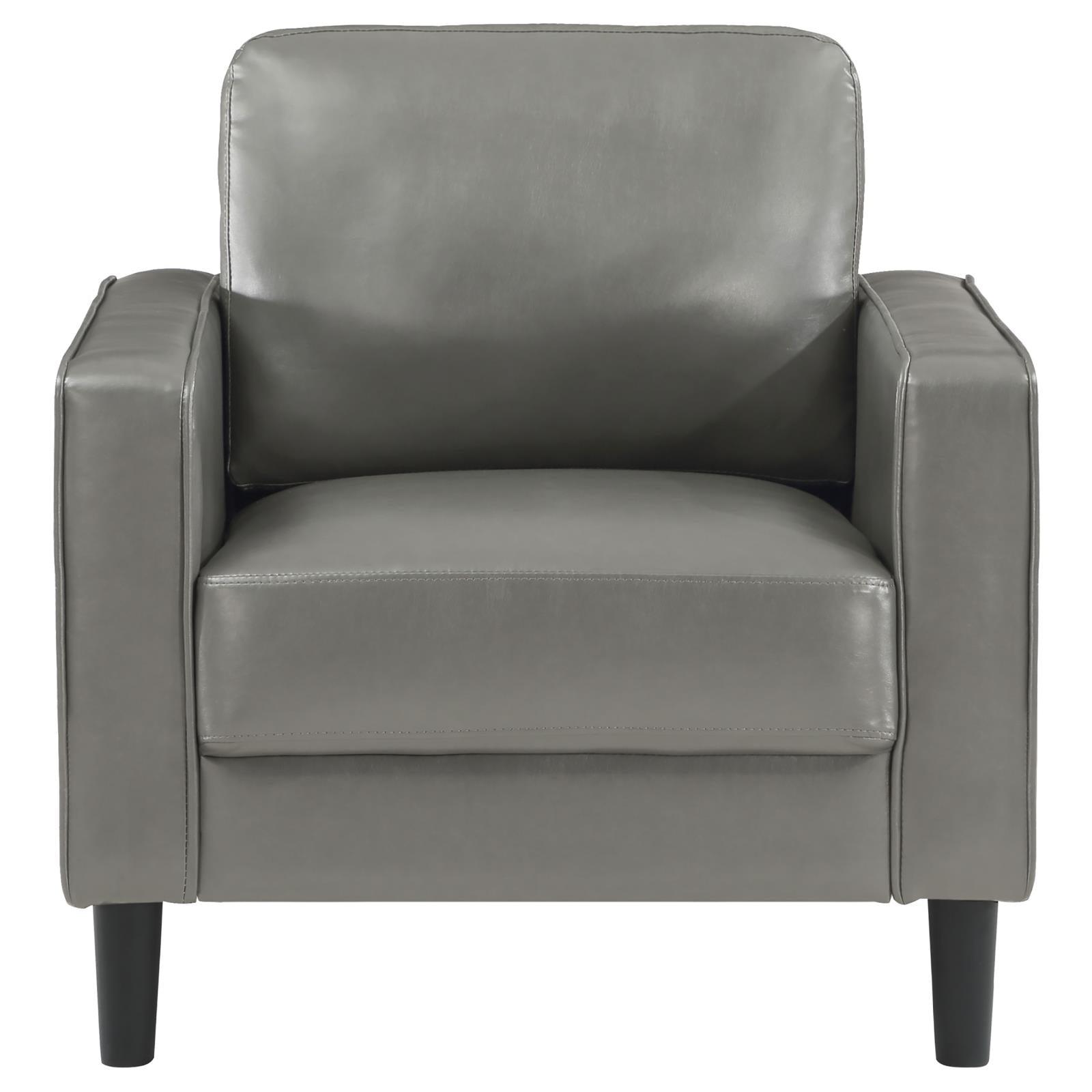 Modern Ruth Accent Chair with straight track arms in grey