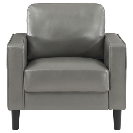 Modern Ruth Accent Chair with straight track arms in grey
