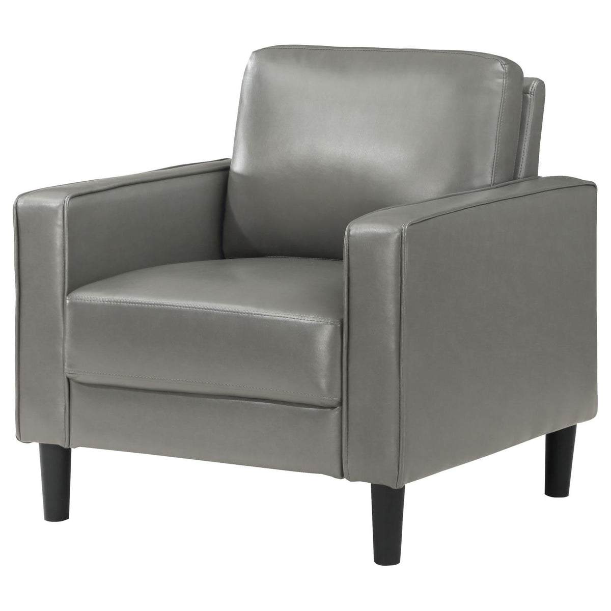 Close-up of Ruth Accent Chair grey leatherette upholstery