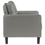 Full view of Ruth Grey Accent Chair in living space