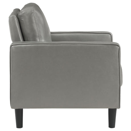 Full view of Ruth Grey Accent Chair in living space