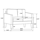 Ruth Black Faux Leather Upholstered Track Arm Loveseat assembled in living room