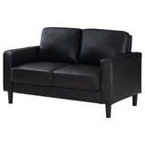 Ruth Black Faux Leather Upholstered Track Arm Loveseat back view