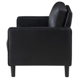 Ruth Black Faux Leather Upholstered Track Arm Loveseat seating surface detail
