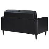 Ruth Black Faux Leather Upholstered Track Arm Loveseat cushion detail