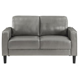 Close-up of attached seat and back cushions on Ruth Loveseat