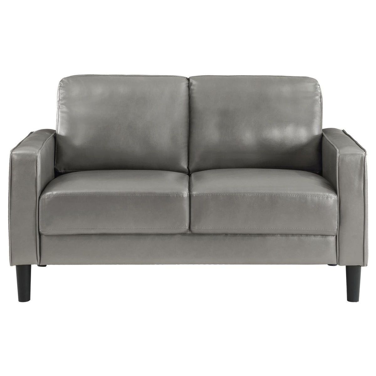 Close-up of attached seat and back cushions on Ruth Loveseat
