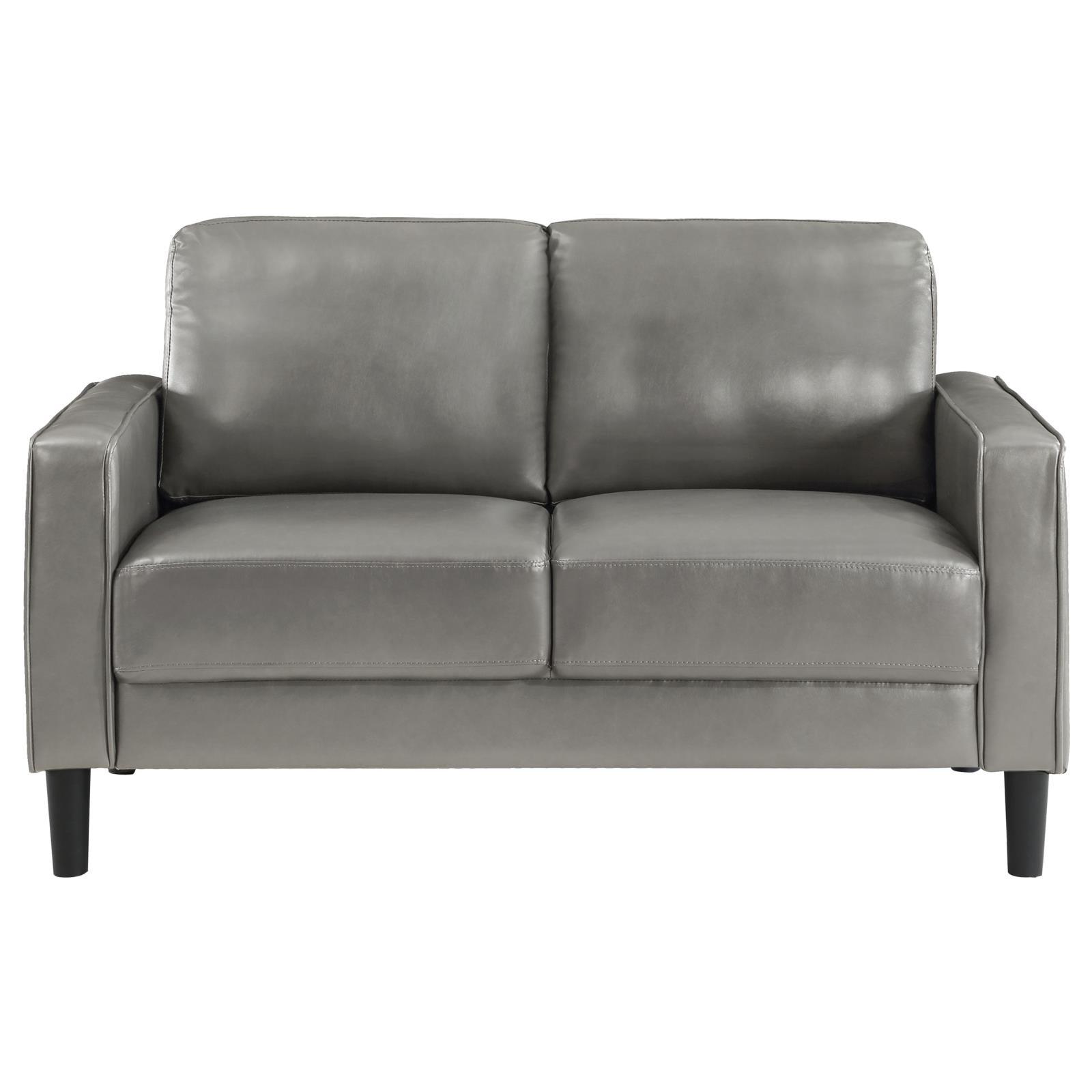 Close-up of attached seat and back cushions on Ruth Loveseat