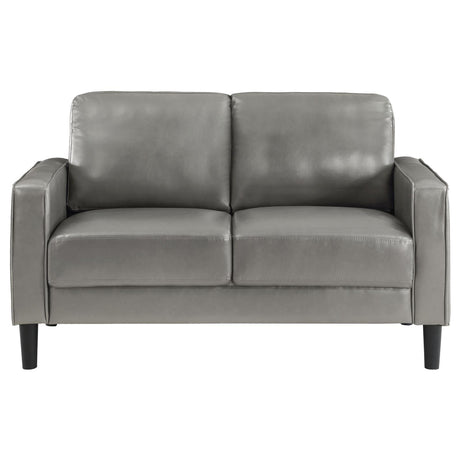 Close-up of attached seat and back cushions on Ruth Loveseat