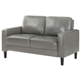 Ruth Loveseat showcasing tapered plastic legs and modern silhouette