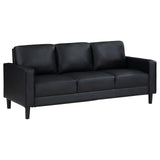 Ruth Upholstered Track Arm Sofa Black Faux Leather main view