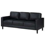 Ruth Upholstered Track Arm Sofa Black Faux Leather main angle