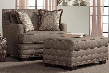 Malibu Buckhorn tan fabric chair front angle view