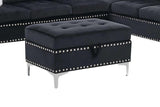 Joy Black Storage Ottoman front view - Ella Furniture