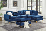 Joy Blue Storage Ottoman side angle