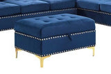 Joy Blue Storage Ottoman front view