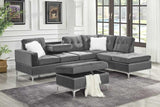 Joy Grey Storage Ottoman side angle showing storage - Ella Furniture