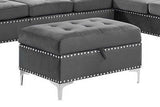 Joy Grey Storage Ottoman front view - Ella Furniture
