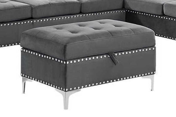 S123 Joy (Grey) (Storage Ottoman) - Ella Furniture