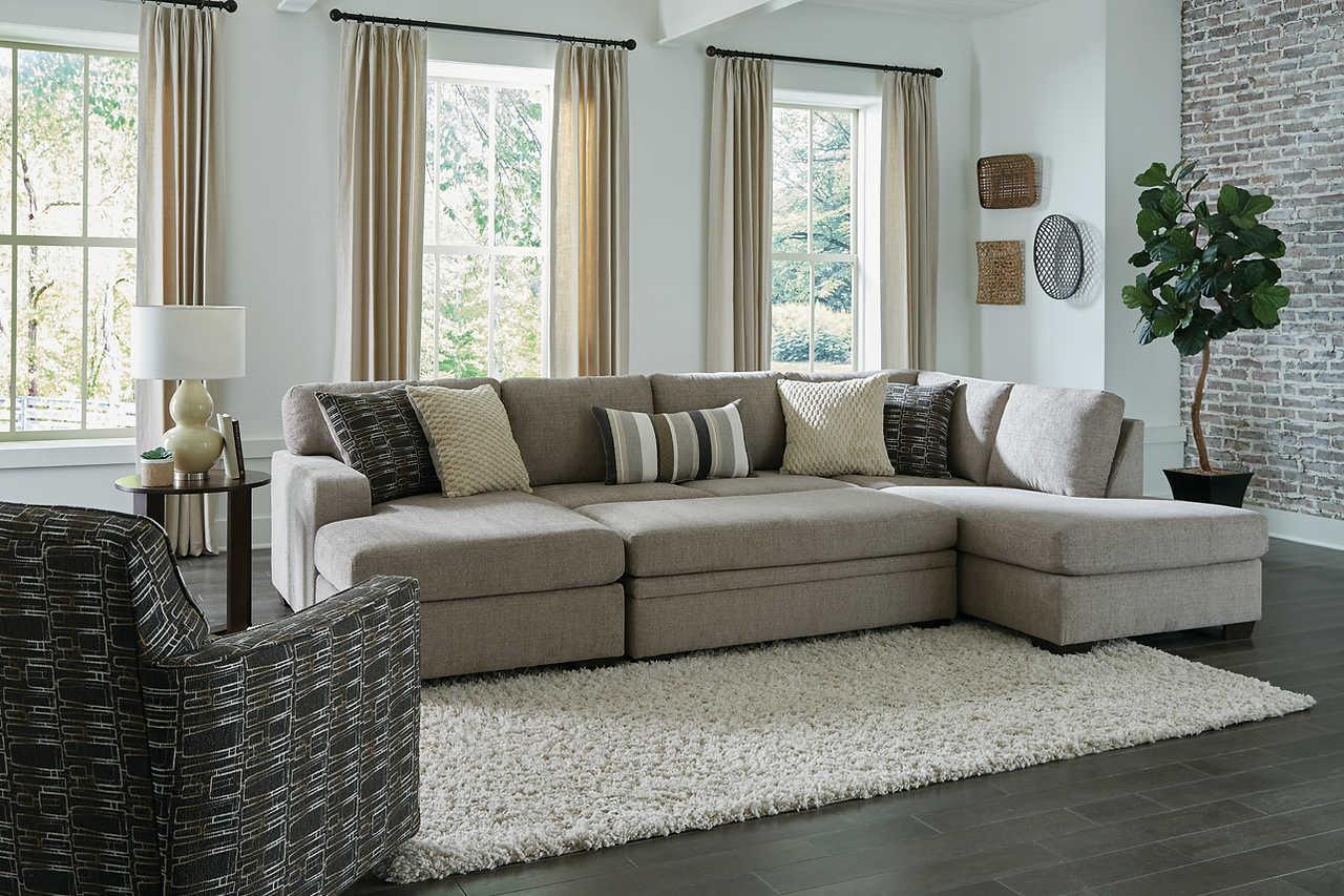 Side view of Bri Pewter 2-Piece Sectional Sofa