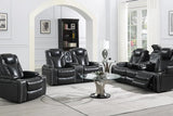 Zeus Grey power reclining sofa front angle