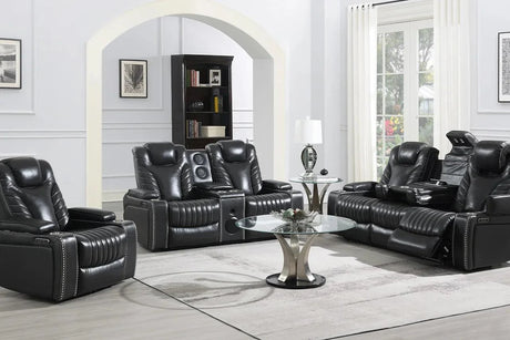 Zeus Grey power reclining sofa front angle