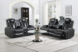 Zeus Grey power reclining loveseat side view