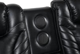 Close-up of sofa arm and stitching