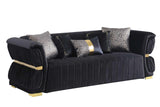 Close-up of black sherpa upholstery texture on Anna Chair