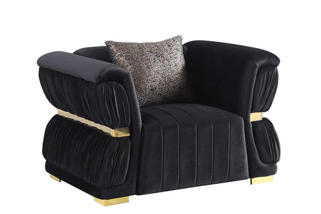 Front view of Anna Black Accent Chair with black sherpa fabric