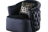 Mila black wood accent chair side view