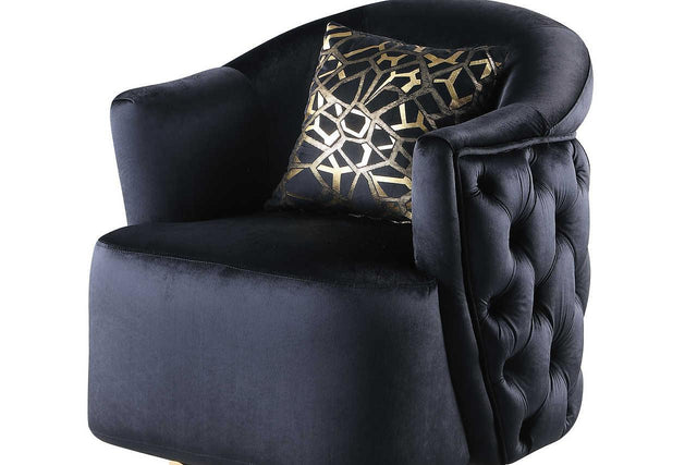 Mila black wood accent chair side view